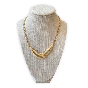 Monet 1980’s Asymmetrical Gold Tone & Ivory Enamel Necklace